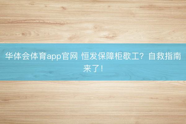 华体会体育app官网 恒发保障柜歇工？自救指南来了！