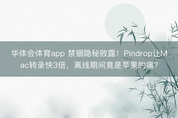 华体会体育app 禁锢隐秘败露！Pindrop让Mac转录快3倍，离线期间竟是苹果的痛？