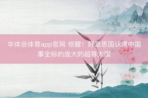 华体会体育app官网 惊醒！好意思国认清中国事全标的庞大的超等大国