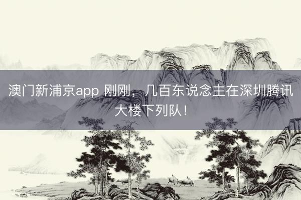 澳门新浦京app 刚刚，几百东说念主在深圳腾讯大楼下列队！